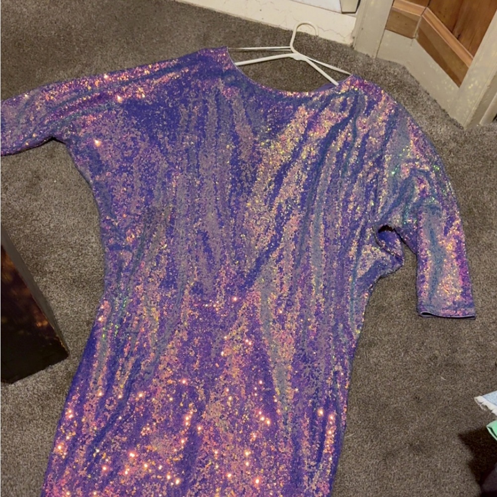 Fashion Nova Lavender Sequin Party Dress